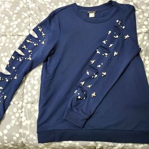 Navy Blue Beaded Sweatshirt